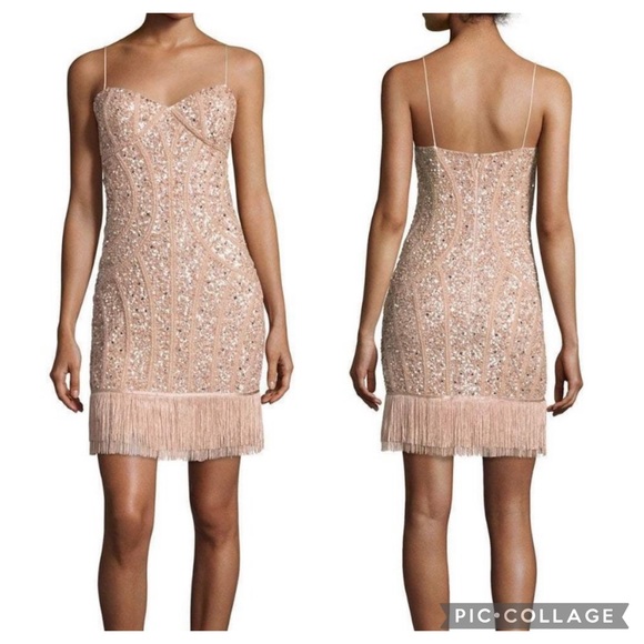 Aidan Mattox beaded with fringes short dress - Picture 1 of 6